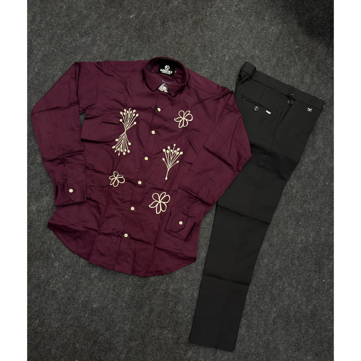 Formal combo embroidery shirt black pant