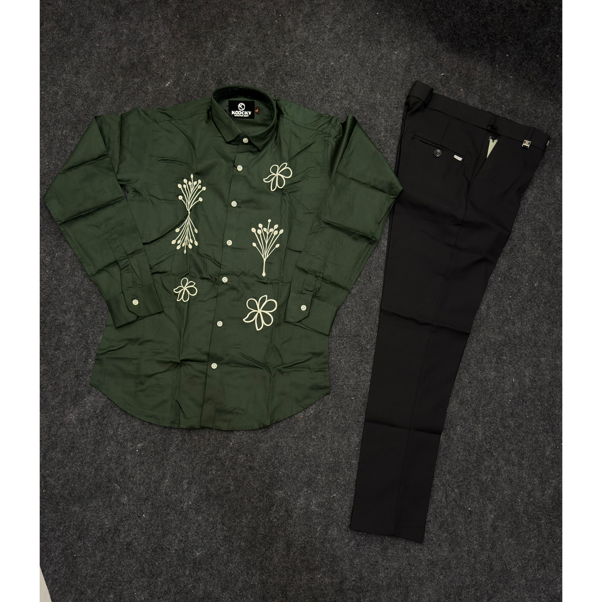 Formal combo embroidery shirt black pant