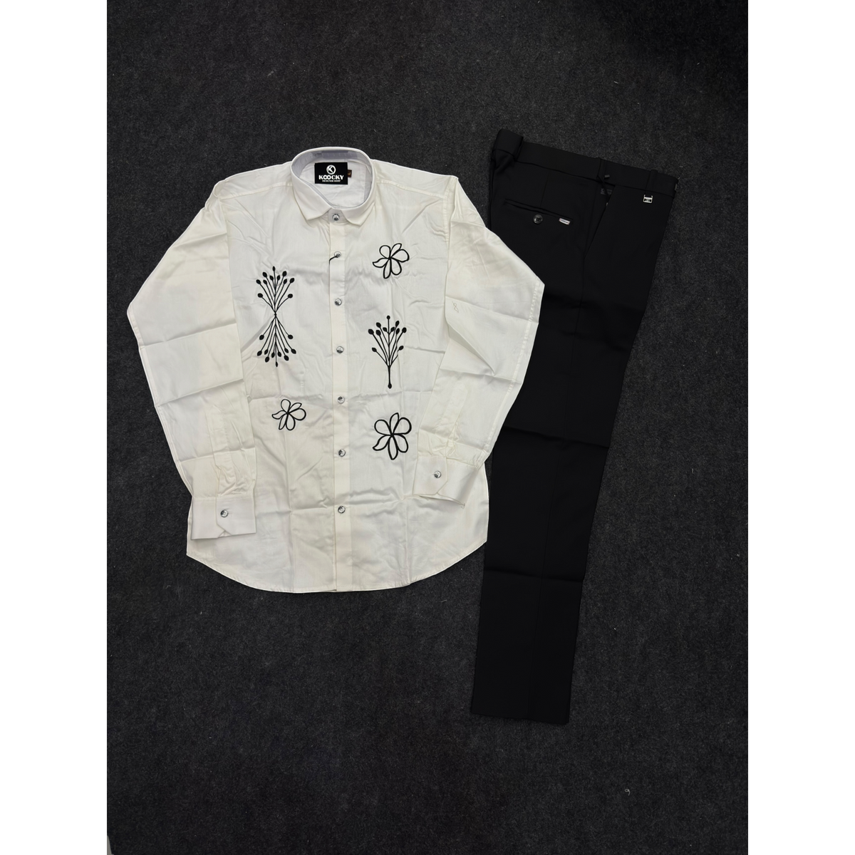 Formal combo embroidery shirt black pant