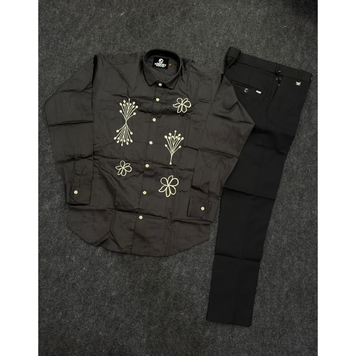 Formal combo embroidery shirt black pant