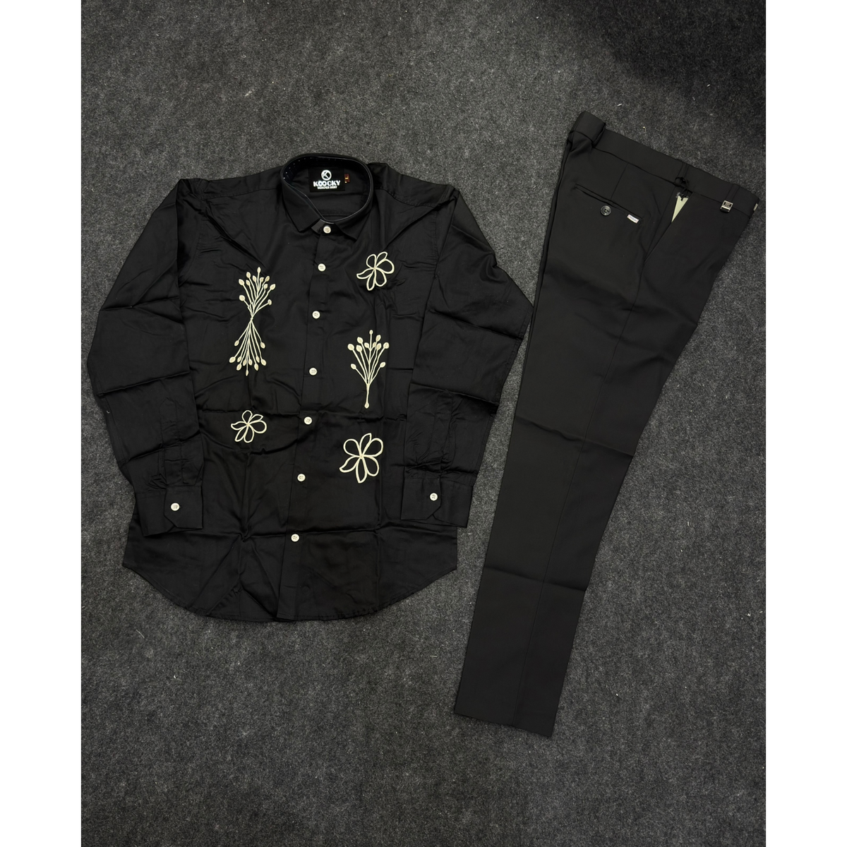 Formal combo embroidery shirt black pant
