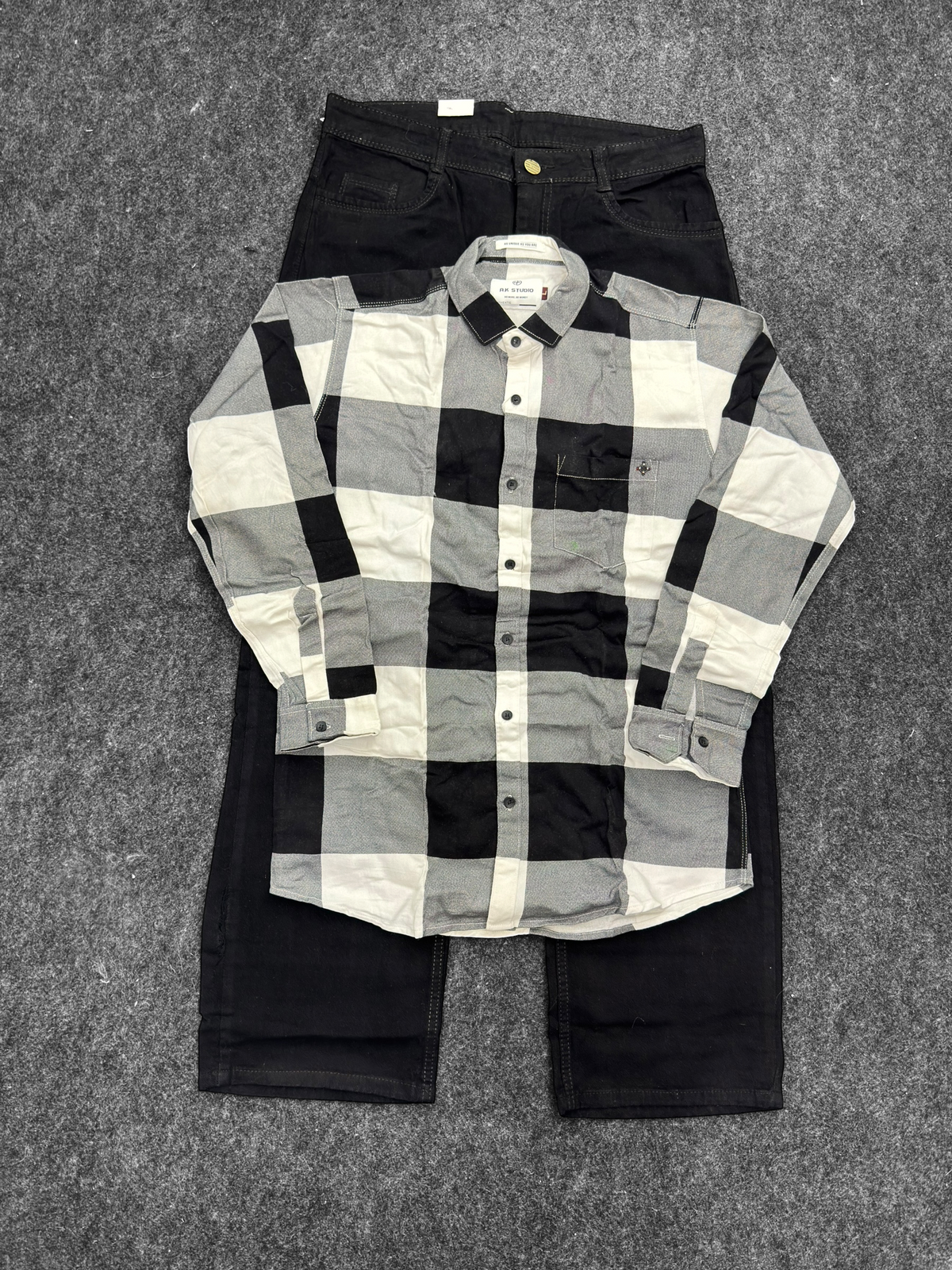 Chex shirt Z black Baggy Denim Jeans