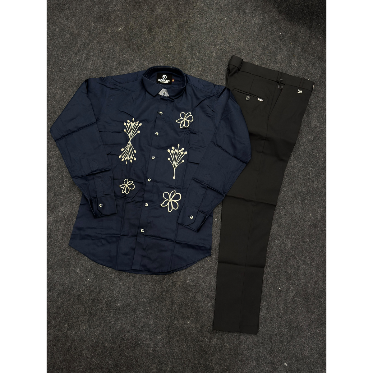 Formal combo embroidery shirt black pant