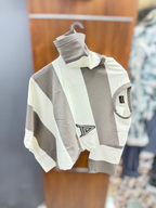Down shoulder T-shirt stripes