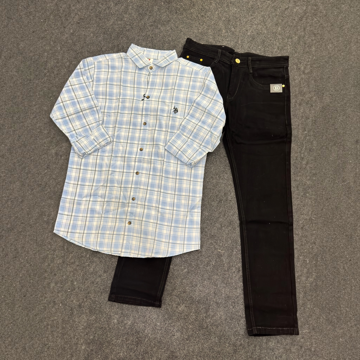Chex shirt Denim Jeans Combo