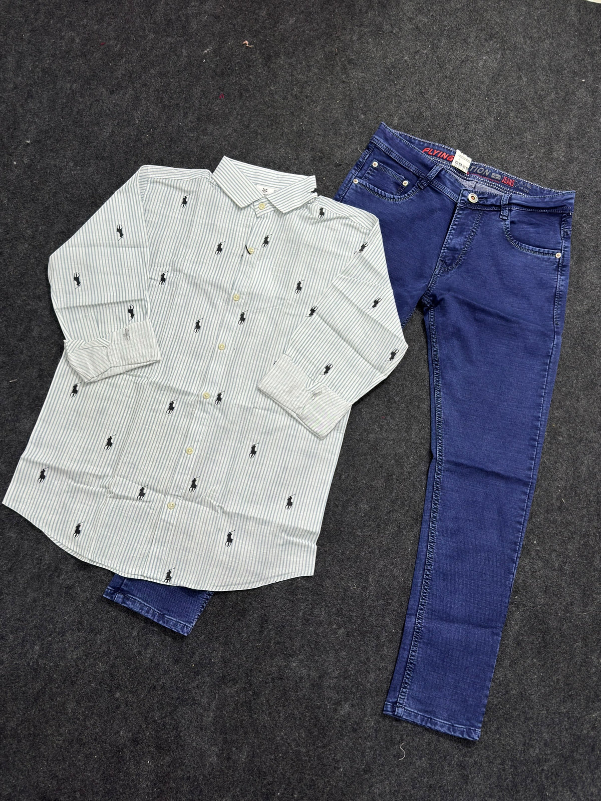 Premium US Line shirt Denim Jeans Combo