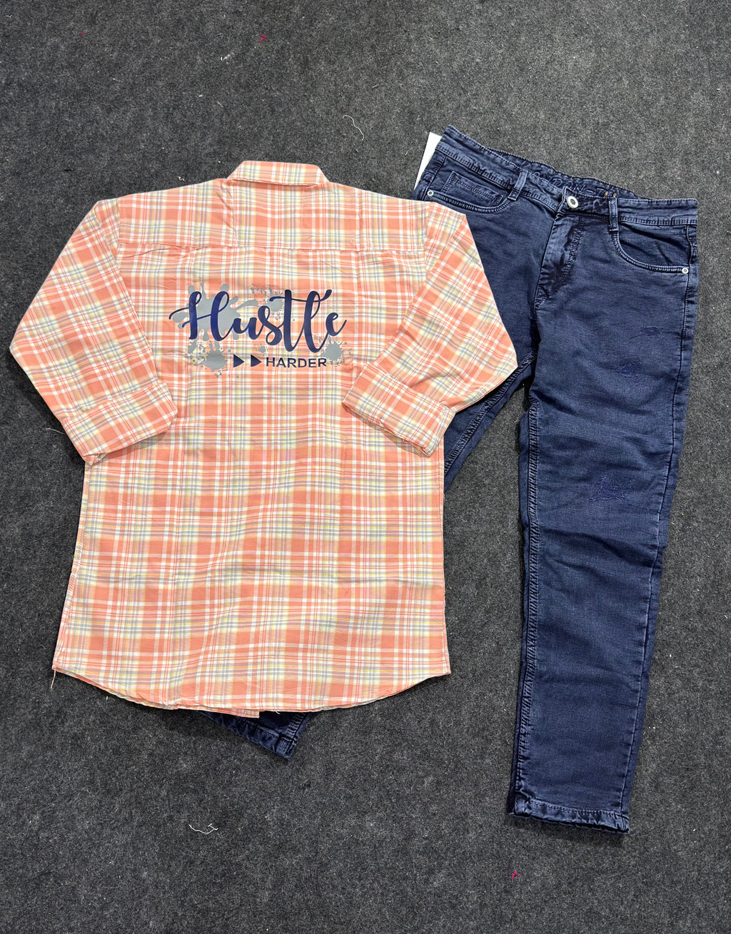 Premium Chex shirt Damage Jeans Combo