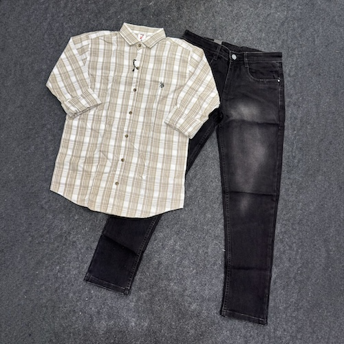 Chex shirt Denim Jeans Combo