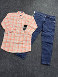 Premium Chex shirt Damage Jeans Combo