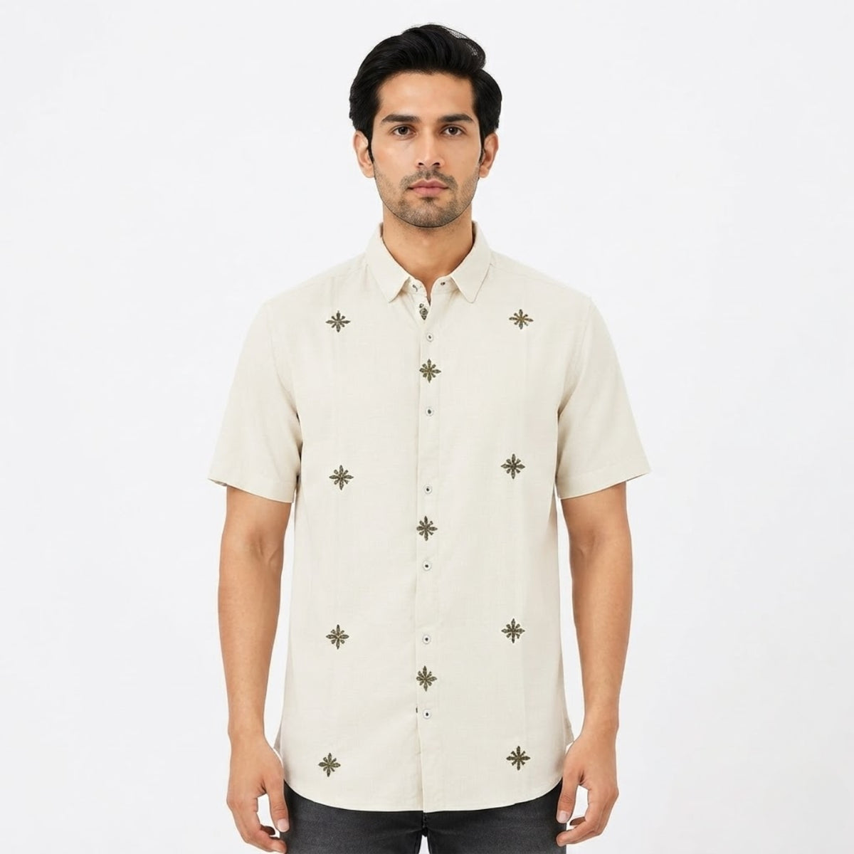 Premium Ivory Heritage Embroidered Shirt