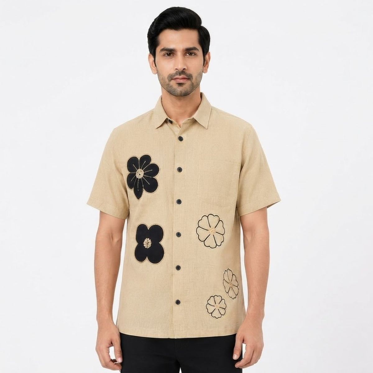 Premium Sand Beige Floral Shirt