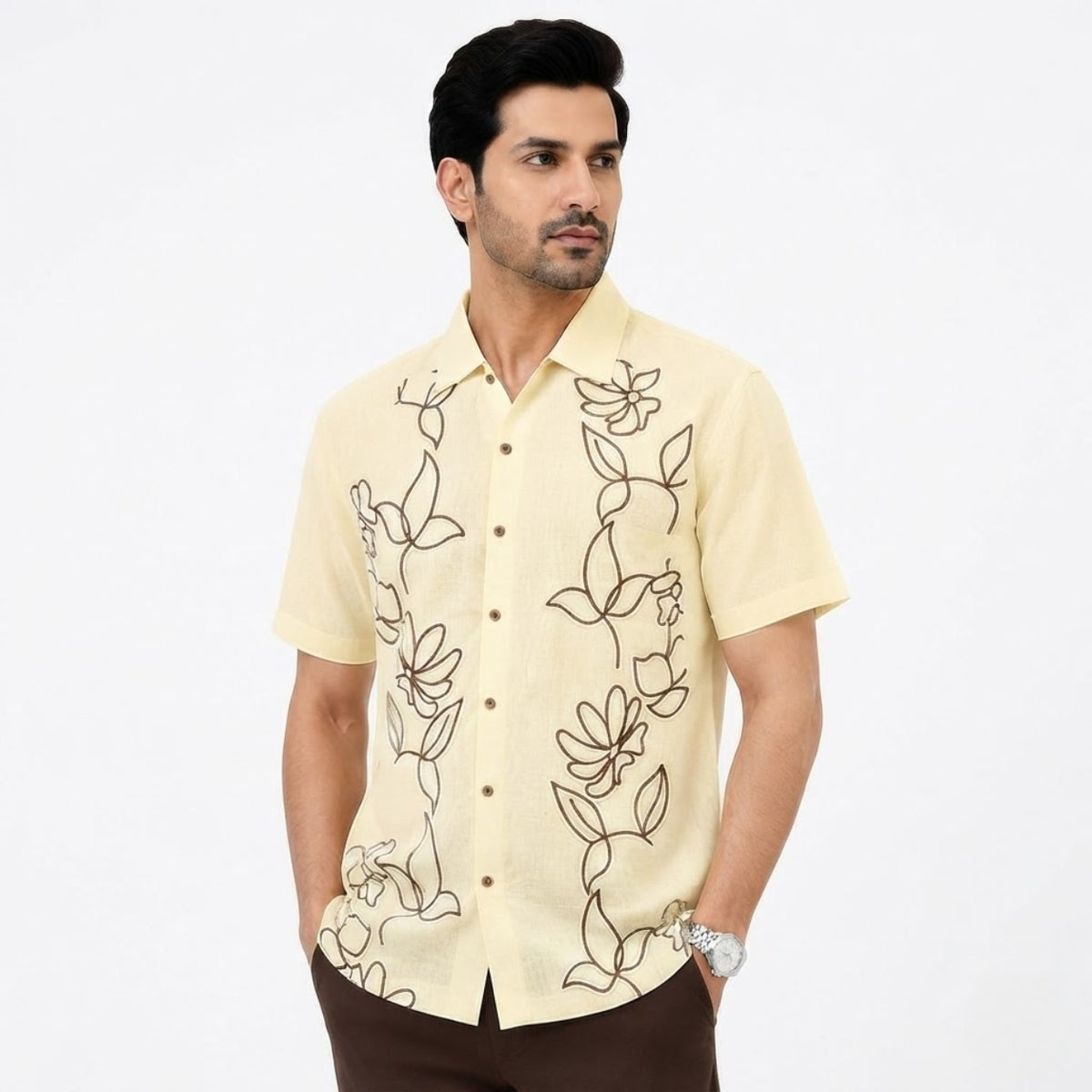 Premium Ivory Floral Luxe Shirt