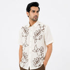 Premium Ivory Floral Embroidered Shirt