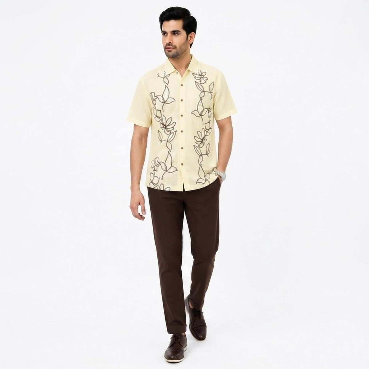 Premium Ivory Floral Luxe Shirt