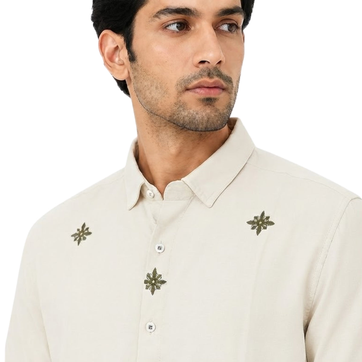 Premium Ivory Heritage Embroidered Shirt