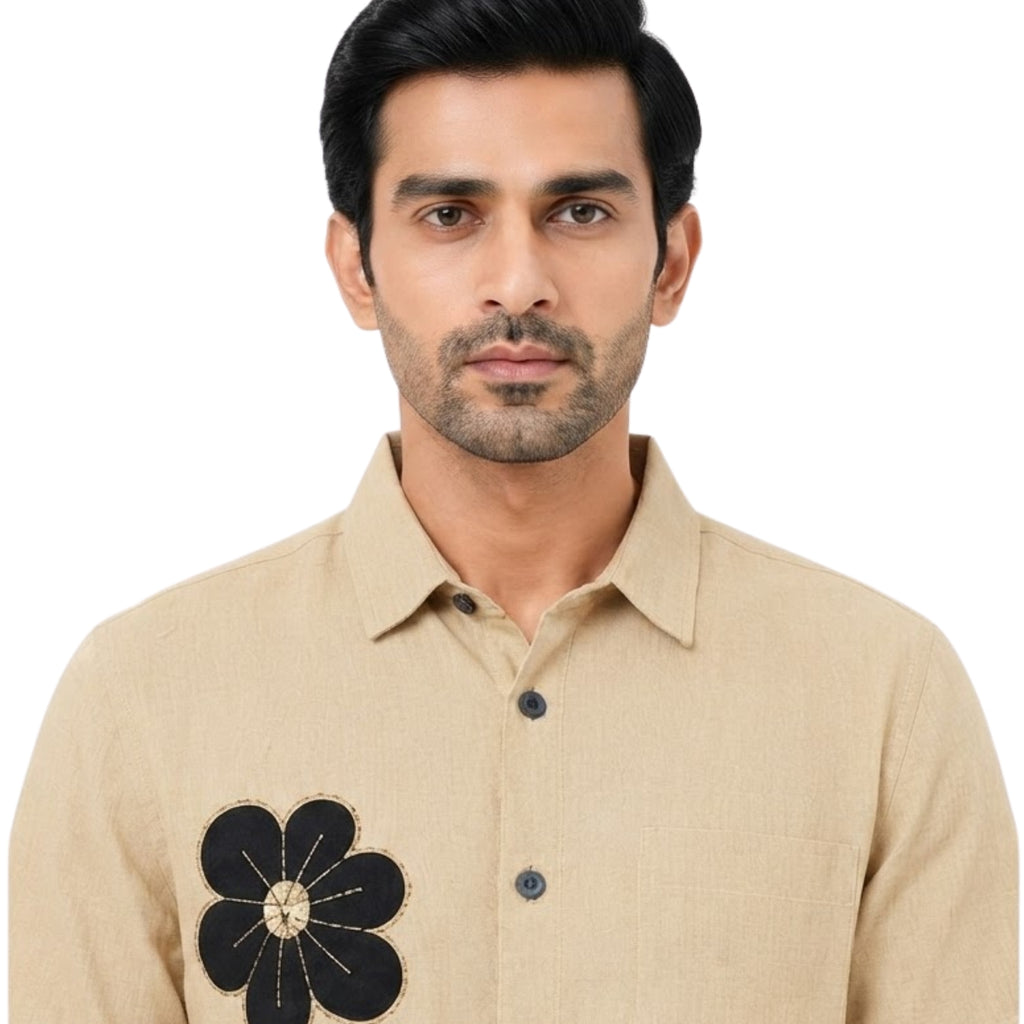 Premium Sand Beige Floral Shirt